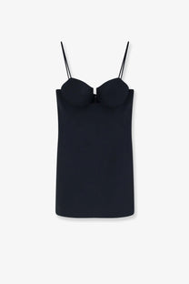 Givenchy women’s cutaway black satin mini dress with thin spaghetti straps and structured bust-enhancing design
