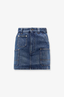 Givenchy women’s blue denim mini skirt with two front pockets and button closure for stylish casual wear