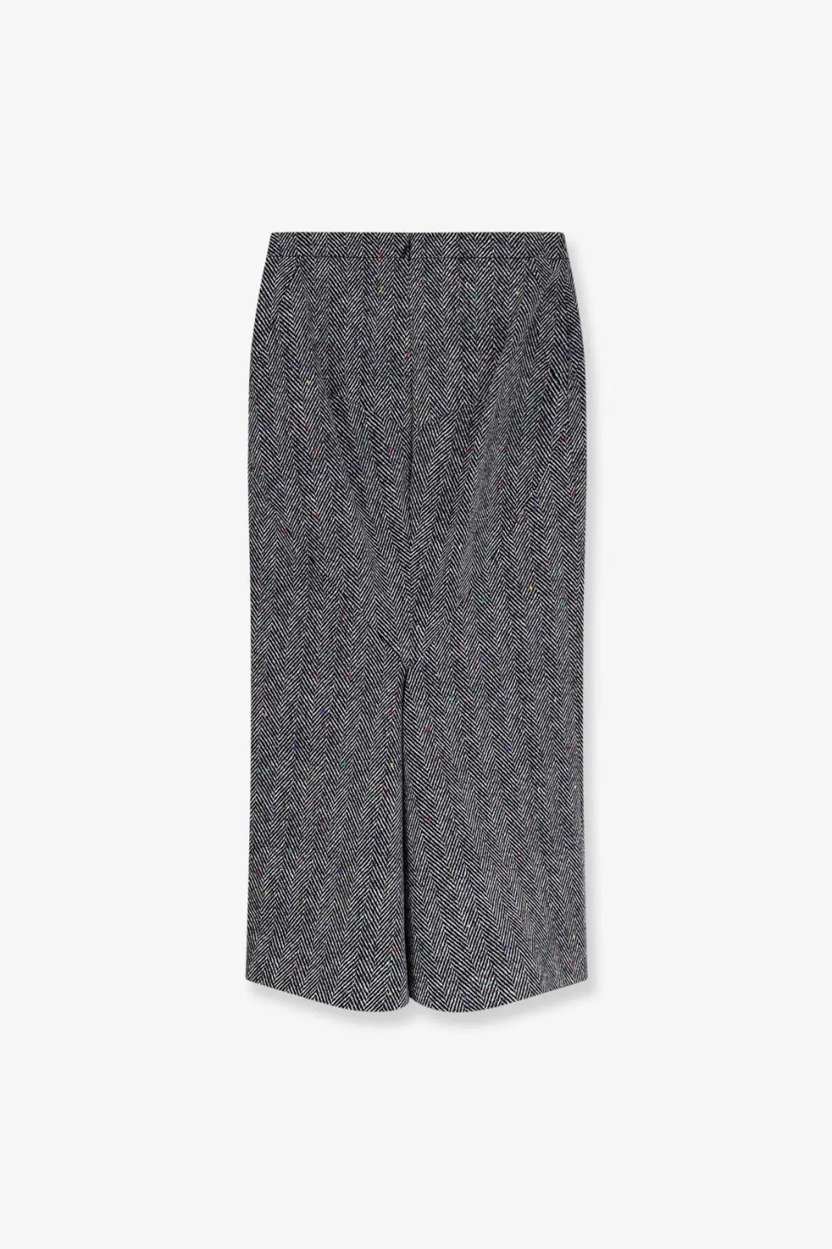 Givenchy women’s grey cotton midi skirt with black and white herringbone pattern and straight cut
