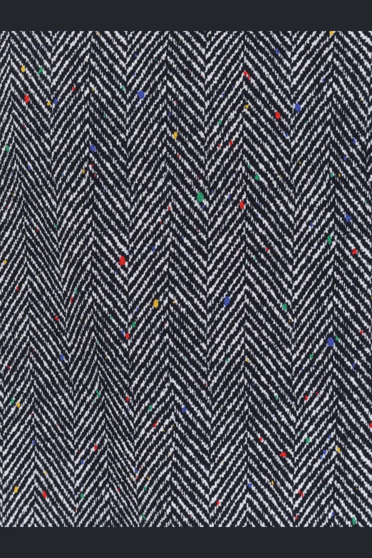 Givenchy women’s grey cotton skirt with dark navy herringbone wool blend fabric featuring colorful speckles