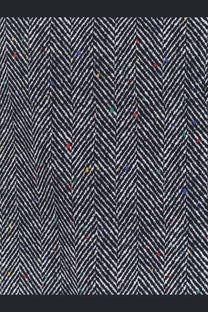 Givenchy women’s grey cotton skirt with dark navy herringbone wool blend fabric featuring colorful speckles