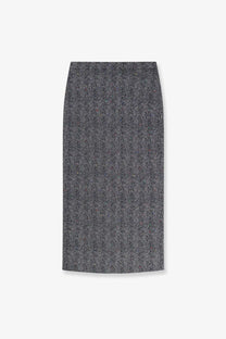 Givenchy women’s knee-length skirt with dark gray and white herringbone wool blend fabric for stylish wear