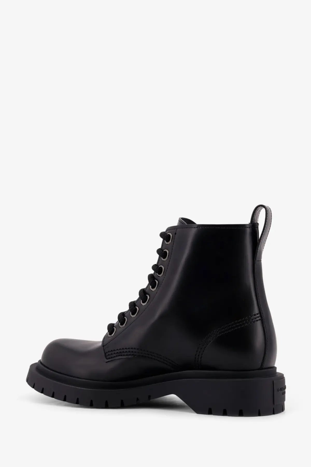 Givenchy women’s black leather ankle combat boot with laces and chunky sole for stylish durability