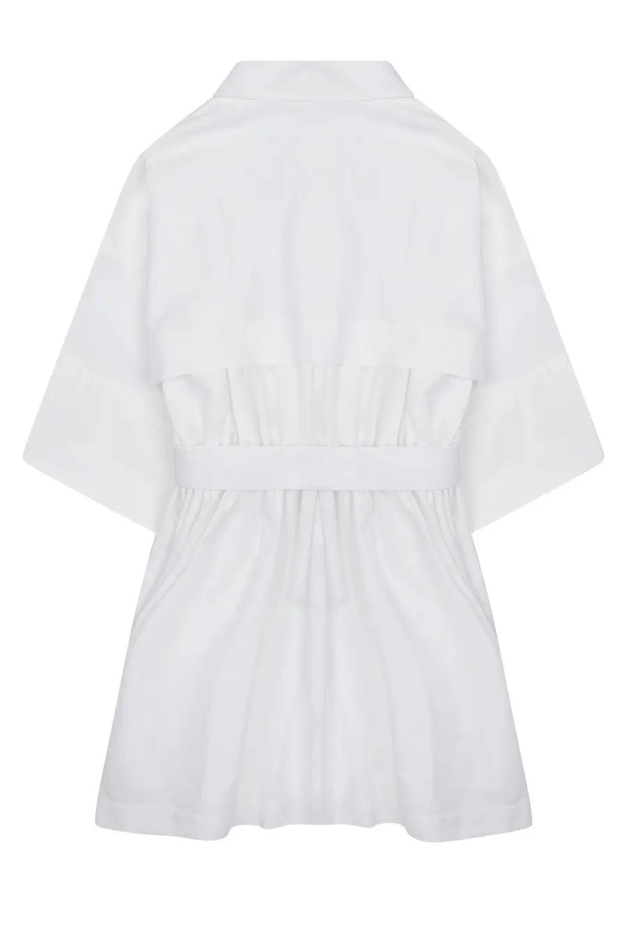 Givenchy women’s white cotton mini abito chemisier shirt dress with belted waist and short sleeves