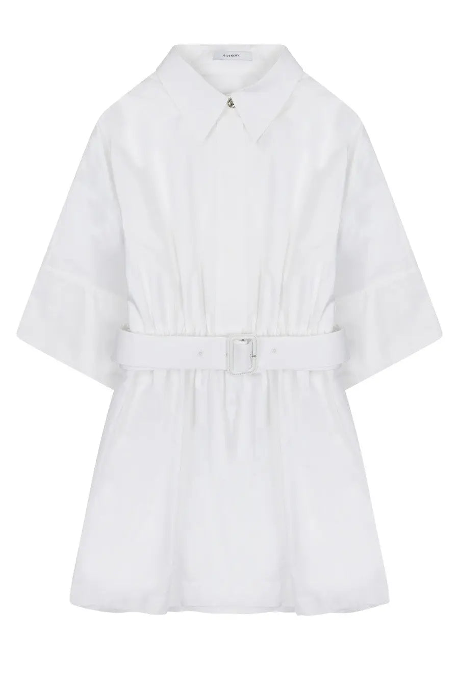Givenchy women mini abito chemisier white shirt dress with belted waist and short sleeves in lightweight fabric