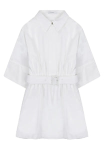 Givenchy women mini abito chemisier white shirt dress with belted waist and short sleeves in lightweight fabric