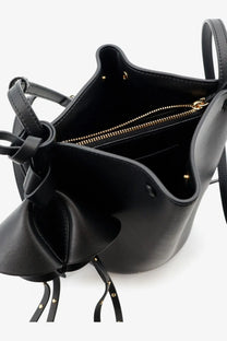 Givenchy women’s black leather nano snap crossbody bag with gold zipper and studded straps