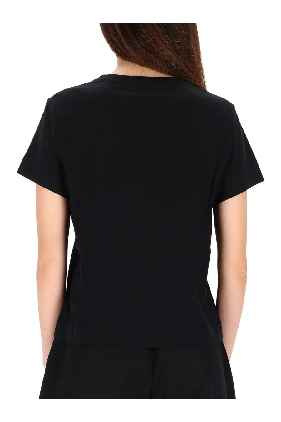 Givenchy women’s black short-sleeved shirt tape with crew neck made from smooth solid fabric