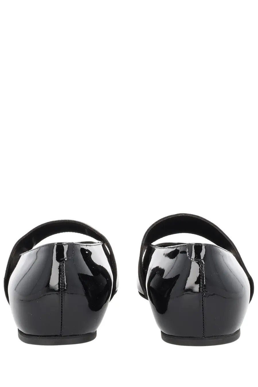 Givenchy women’s sliced square dancer black patent leather flat shoes with sleek glossy finish and simple strap design