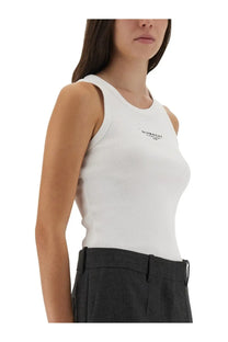 Givenchy women’s slim white ribbed cotton tank top with a small black logo on the chest