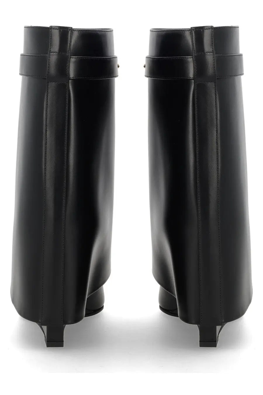 Givenchy women’s stivale shark pinch black glossy leather booties with sleek minimalist design and wedge heel
