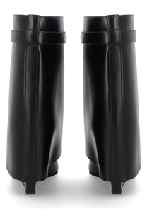 Givenchy women’s stivale shark pinch black glossy leather booties with sleek minimalist design and wedge heel