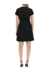 Givenchy women’s black taffeta short-sleeved dress with cinched waist and flared skirt for elegant wear