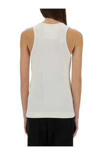 Givenchy women’s tank top white in off-white ribbed knit with a sleek, fitted sleeveless design