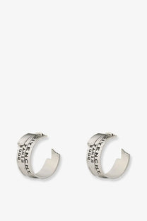 Givenchy women’s silver metal hoop earrings with 1952 engraved text and distinctive broken design