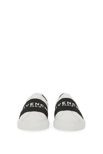 Givenchy women’s urban street sneaker white with black strap detailing in premium leather for casual wear