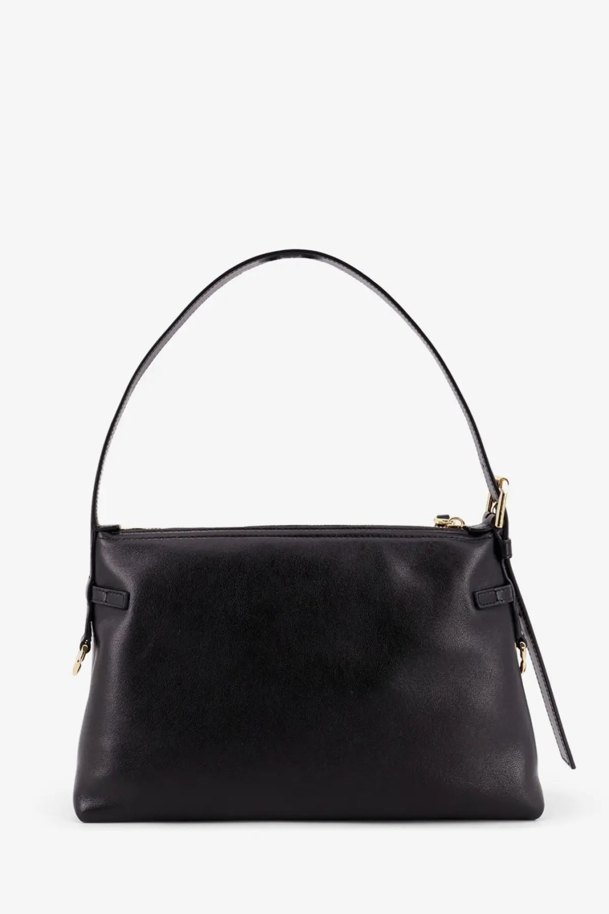 Givenchy women’s voyou black leather shoulder bag with gold-tone hardware and curved top handle