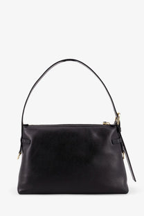 Givenchy women’s voyou black leather shoulder bag with gold-tone hardware and curved top handle