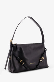 Givenchy women’s voyou leather shoulder bag black with gold-tone hardware and structured minimalist design