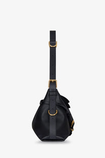 Givenchy women’s Voyou medium black leather crossbody bag with gold hardware and a structured slouchy silhouette