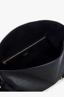 Black leather givenchy women’s voyou medium shoulder bag with gold-tone zipper and hardware in black color