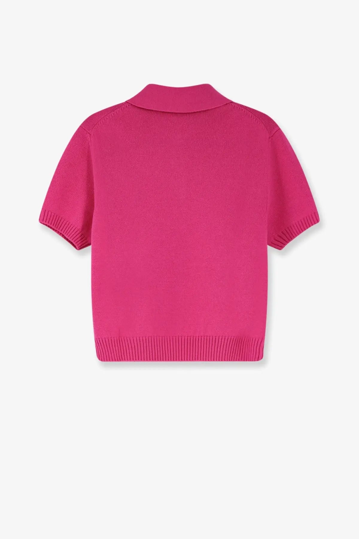 Givenchy women’s vibrant fuchsia wool and cashmere knit polo shirt with short sleeves and ribbed cuffs and hem