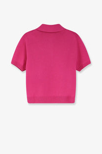 Givenchy women’s vibrant fuchsia wool and cashmere knit polo shirt with short sleeves and ribbed cuffs and hem