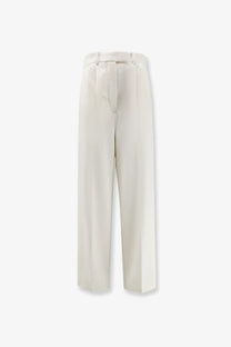 Givenchy women’s cream high-waisted wide-leg wool and mohair trousers with a sleek tailored design in white