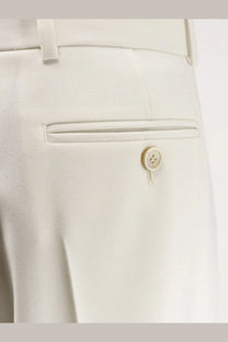 Givenchy women’s white wool and mohair tailored trousers with cream color woven texture and matching button closure