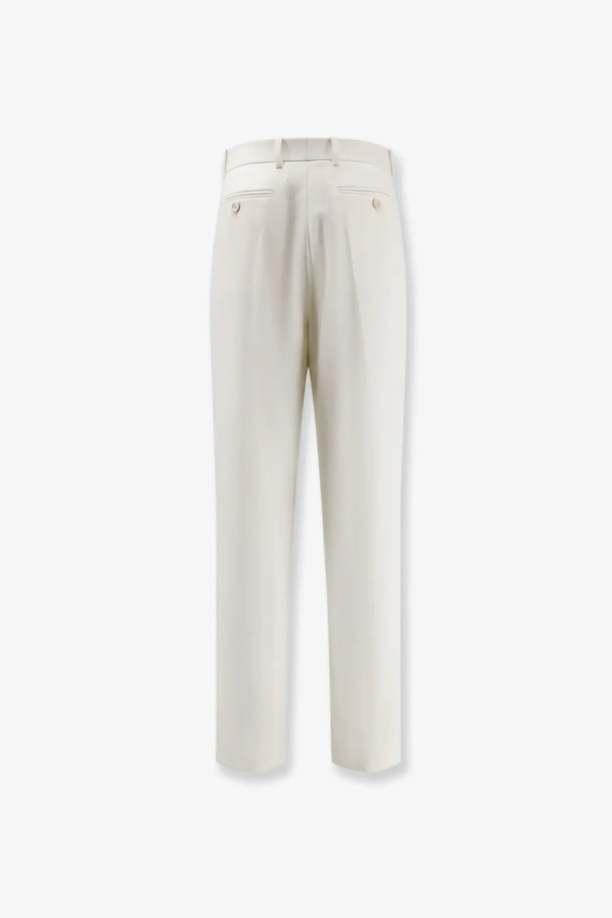 Cream-colored tailored givenchy women’s wool and mohair trousers with straight-leg cut and subtle back pleats shown from back