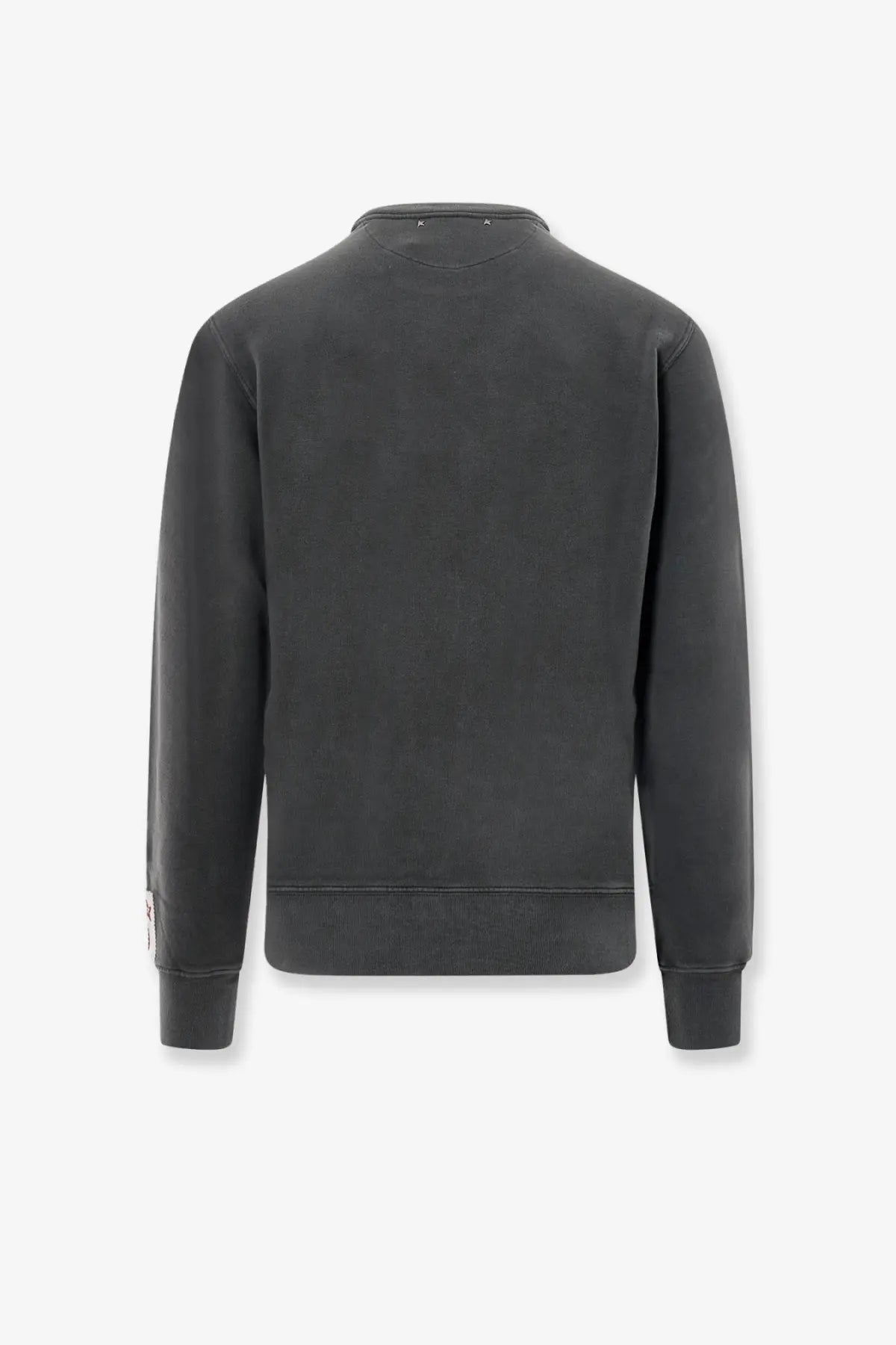 Golden goose men’s archibald distressed cotton sweatshirt grey with ribbed cuffs hem and subtle stitching details