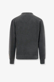 Golden goose men’s archibald distressed cotton sweatshirt grey with ribbed cuffs hem and subtle stitching details