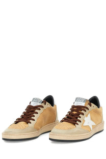 Golden Goose men’s ball star sneaker brown tan suede low-top with white star and brown laces classic design