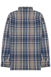 Golden Goose men’s camicia in multicolor cotton plaid long-sleeved button-up shirt with collar in blue beige red