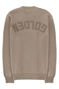 Beige ribbed knit sweater with golden embroidery on the back from golden goose men’s cotton jersey green collection