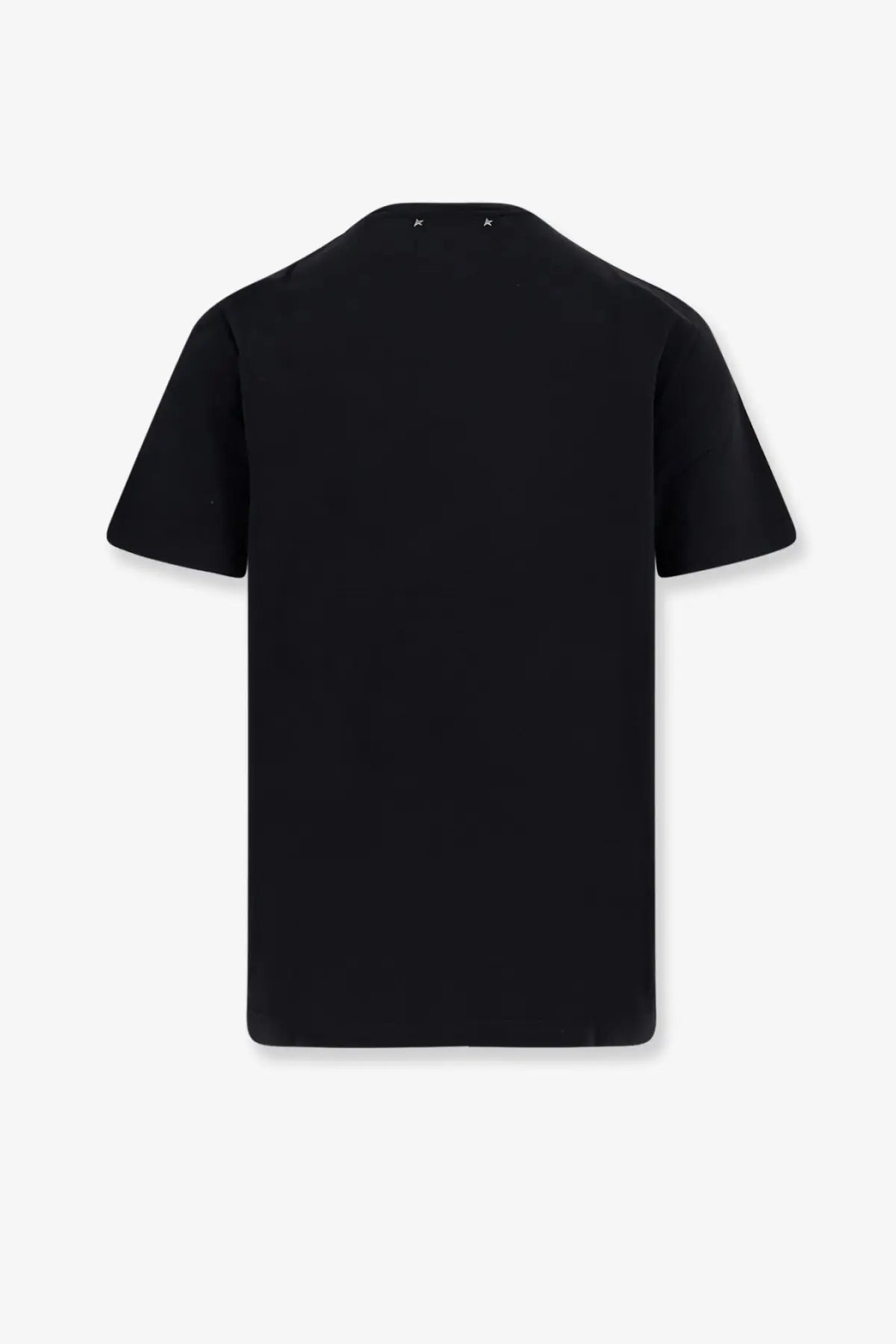 Golden goose men’s black cotton t-shirt with minimalist design and subtle white stitching at the neckline