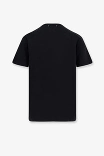 Golden goose men’s black cotton t-shirt with minimalist design and subtle white stitching at the neckline
