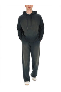 Golden Goose men’s black hoodie with matching pants in soft cotton blend fabric featuring a black gradient design