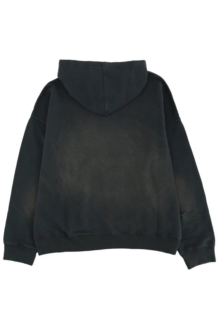 Golden goose men’s black oversized hoodie with faded distressed texture and ribbed cuffs in soft fabric