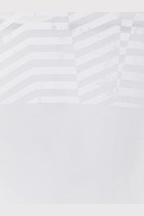 Golden Goose men’s lyocell shirt white with minimalist abstract chevron background in shades of white and light gray
