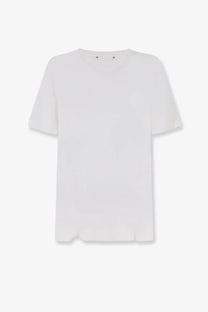 Golden goose men’s lyocell shirt white short-sleeved with soft textured fabric and subtle frayed hem detailing