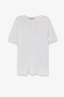 Golden Goose men’s lyocell white short-sleeved t-shirt with a subtle textured pattern across the chest