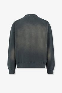 Golden Goose men’s Martin distressed black cotton sweatshirt with a faded finish and subtle star details at the neckline