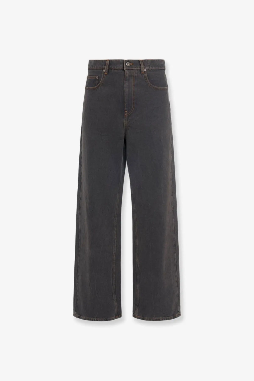 Golden Goose men’s black denim wide-leg jeans with straight cut and classic five-pocket design