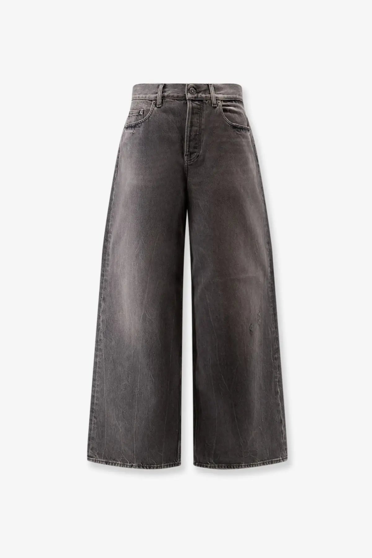 Dark gray wide-leg denim trousers with high waist and classic five-pocket design golden goose men’s parker jeans gray