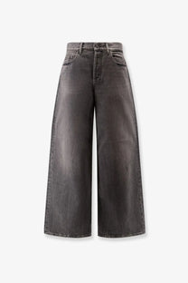 Dark gray wide-leg denim trousers with high waist and classic five-pocket design golden goose men’s parker jeans gray