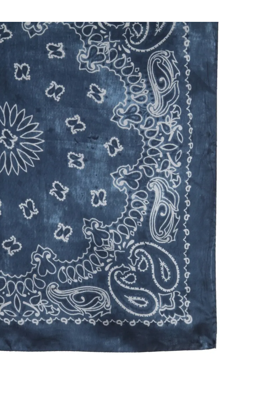 Golden Goose men’s scarf blue indigo dyed bandana with white paisley and floral patterns soft cotton fabric