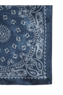 Golden Goose men’s scarf blue indigo dyed bandana with white paisley and floral patterns soft cotton fabric