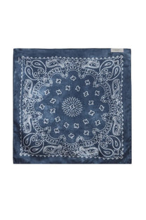 Golden Goose men’s scarf blue with navy blue paisley and floral bandana pattern made of soft fabric