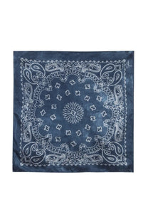 Golden Goose men’s navy blue scarf with white paisley and floral pattern made from soft bandana fabric